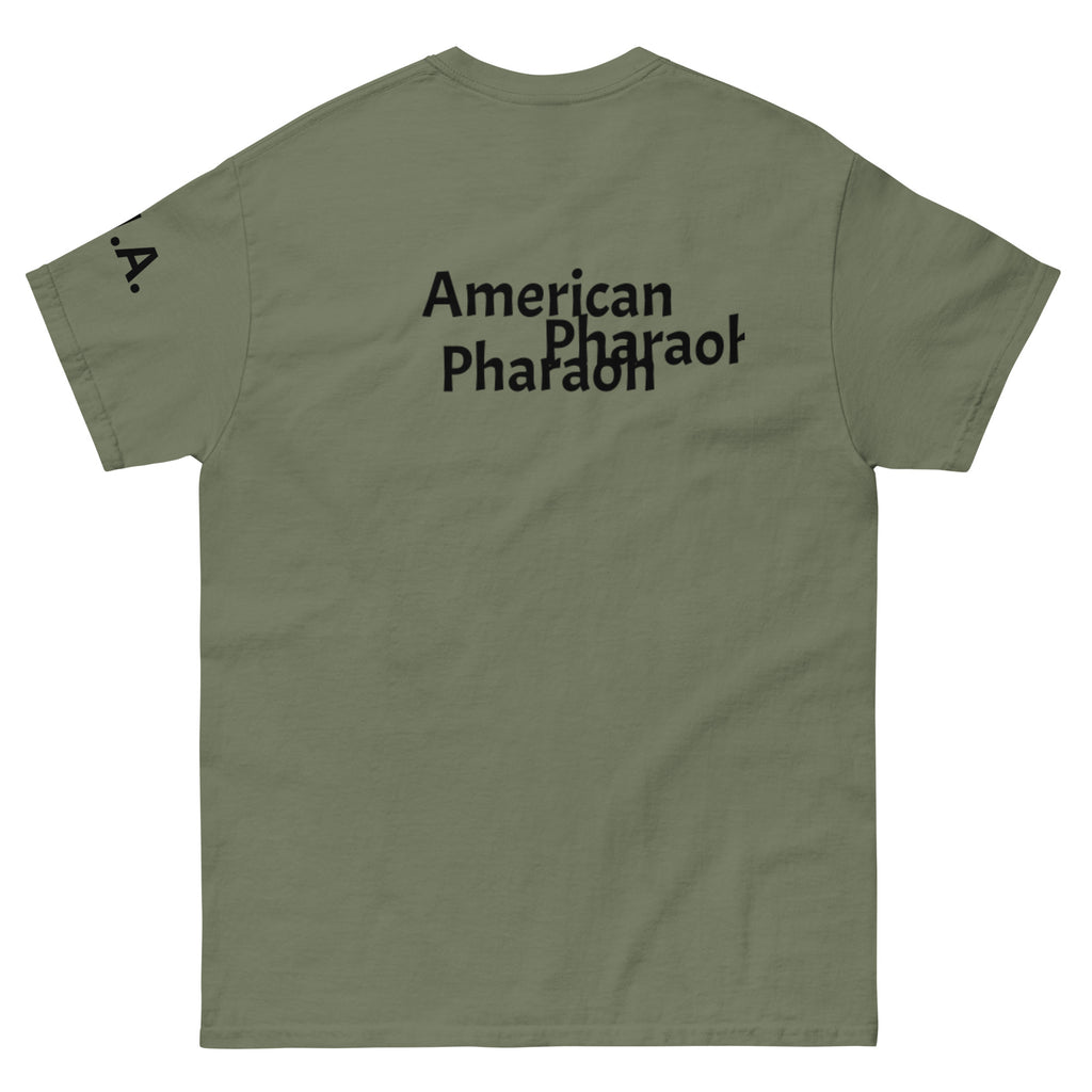 Image of American Pharoah Unisex Classic Tee with Military Green Back